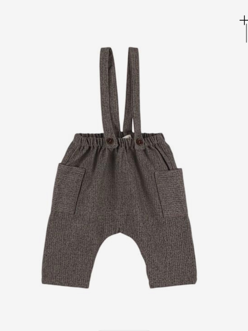 Babe & Tess Tan-Brown Knit Suspender Overalls with Pockets